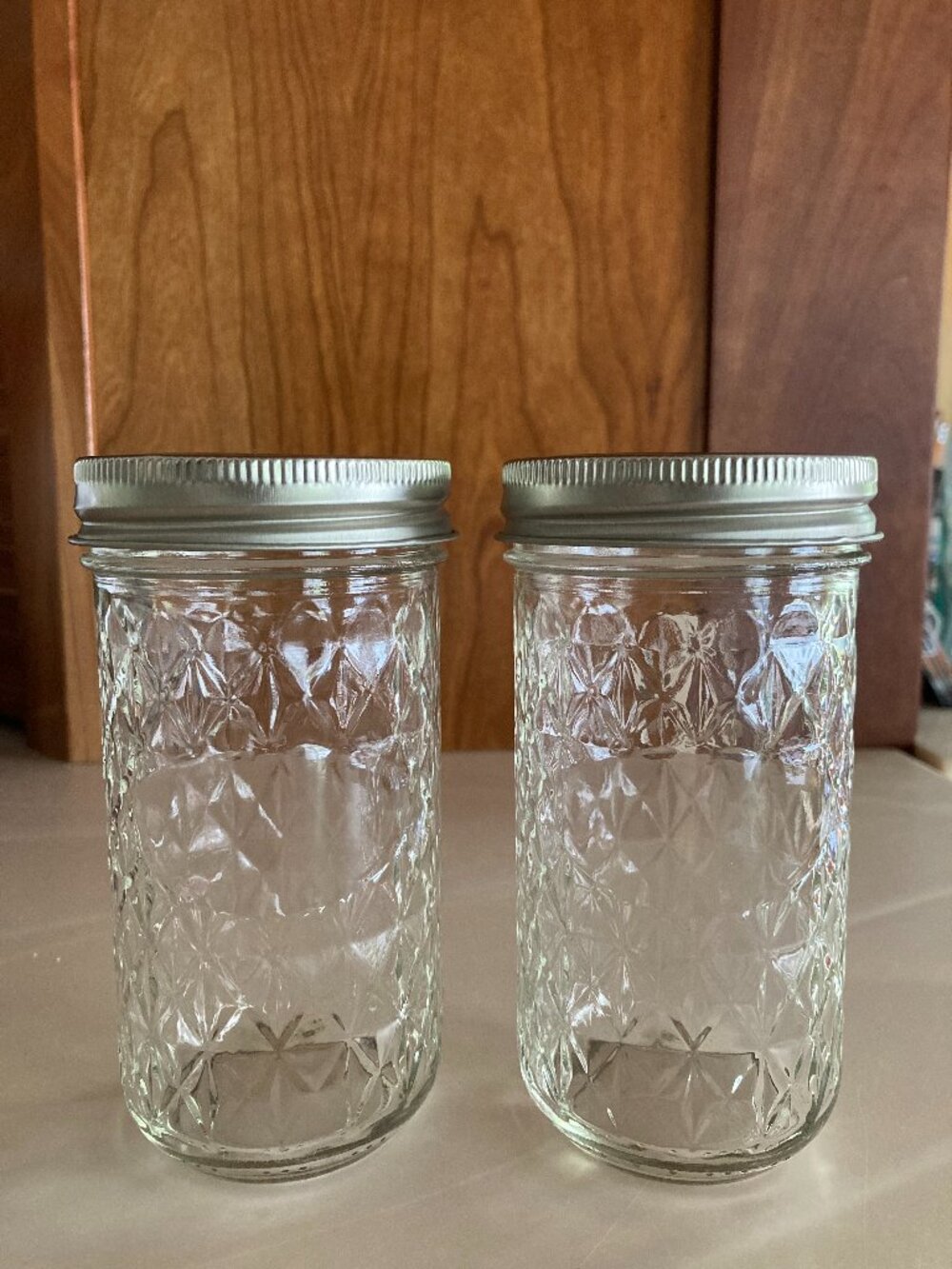 Set of 2 Brand New BALL Quilted Crystal Jars 12 oz Discontinued